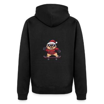 Chow Chow Hund Weihnachten Skateboard - Unisex Premium Bio Zip Hoodie - Schwarz - Hinten - Nico (187cm)