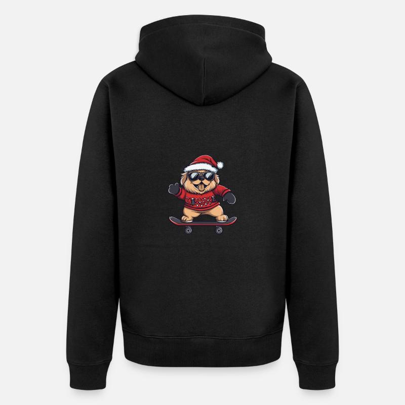 Chow Chow Chien Noël Skateboard - Veste à capuche bio Premium Unisexe - noir