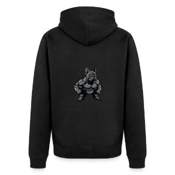 Bouledogue français Chien Muscles Fitness - Veste à capuche bio Premium Unisexe - noir - Dos - Nico (187cm)