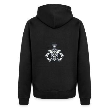 Skeleton Muscles Fitness King - Unisex Premium Organic Zip Hoodie - black - Back - Nico (187cm)