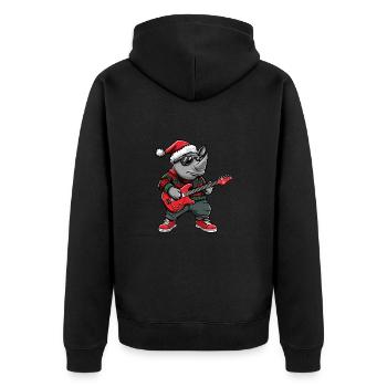 Nashorn Weihnachten Rocker Gitarre - Unisex Premium Bio Zip Hoodie - Schwarz - Hinten - Nico (187cm)