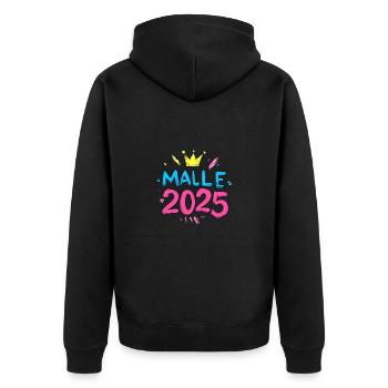 Malle 2025 Mallorca Spruch - Unisex Premium Bio Zip Hoodie - Schwarz - Hinten - Nico (187cm)