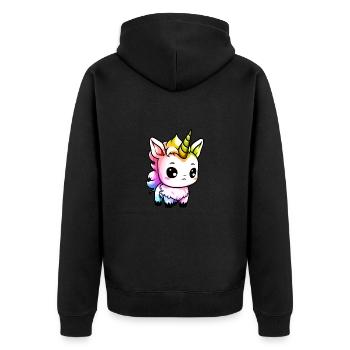 Unicorn Winter Animal Colorful Comic - Unisex Premium Organic Zip Hoodie - black - Back - Nico (187cm)