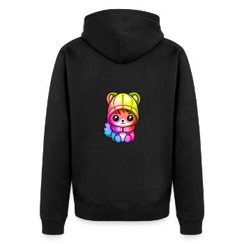 Squirrel Winter Animal Colorful Comic - Unisex Premium Organic Zip Hoodie - black - Back - Nico (187cm)