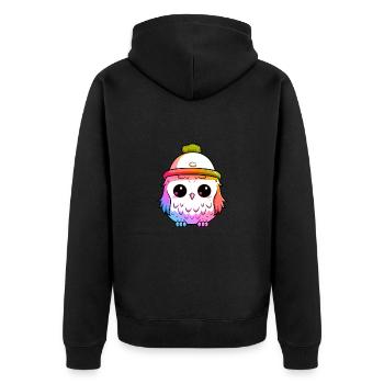 Owl Winter Animal Colorful Comic - Unisex Premium Organic Zip Hoodie - black - Back - Nico (187cm)