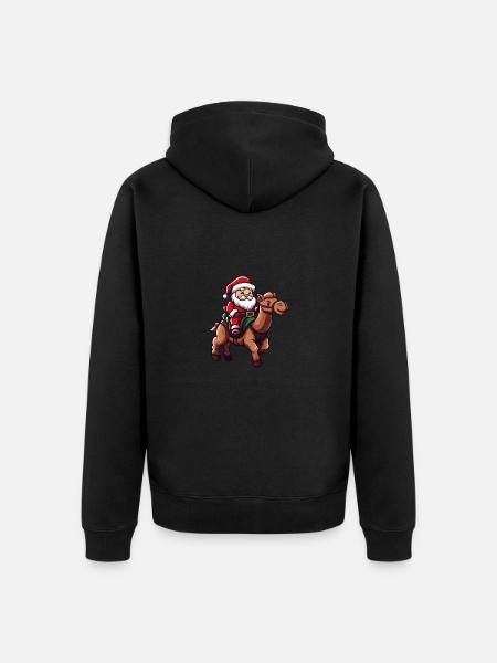 Kamel Weihnachtsmann - Unisex Premium Bio Zip Hoodie - Schwarz