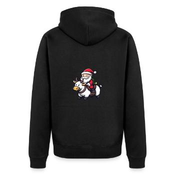 Kuh Weihnachtsmann - Unisex Premium Bio Zip Hoodie - Schwarz - Hinten - Nico (187cm)