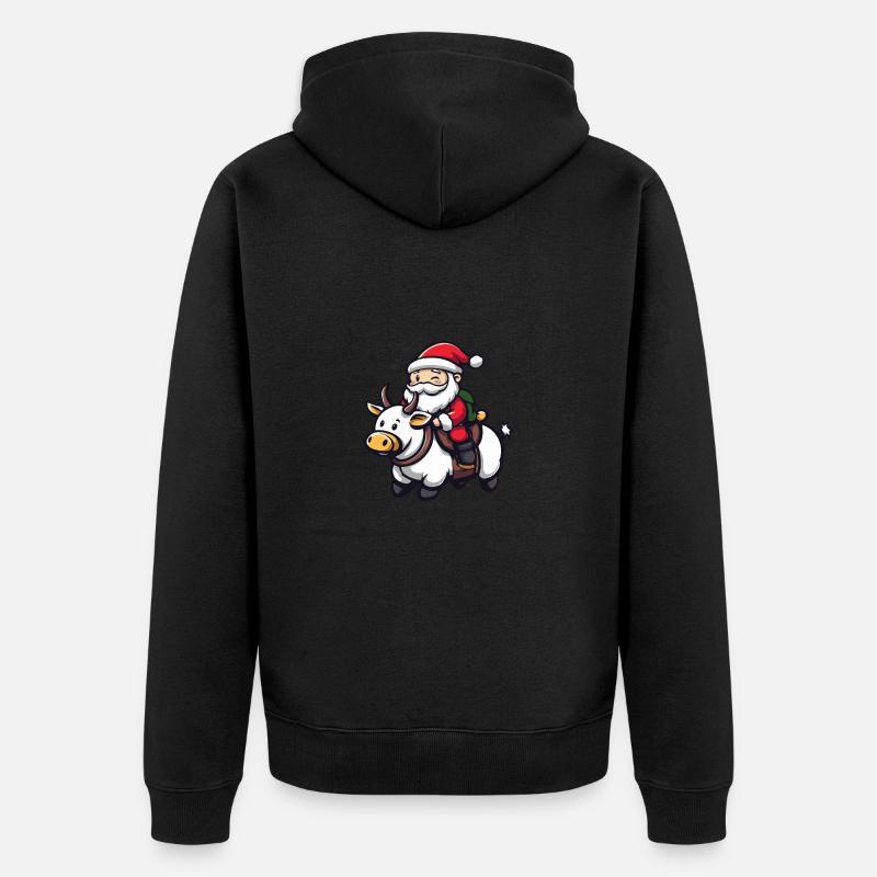 Vache Père Noël - Veste à capuche bio Premium Unisexe - noir