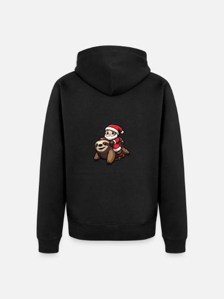 Sloth Santa Claus - Unisex Premium Organic Zip Hoodie - black