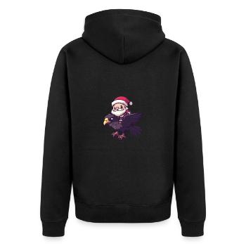 Harpyie Vogel Weihnachtsmann - Unisex Premium Bio Zip Hoodie - Schwarz - Hinten - Nico (187cm)