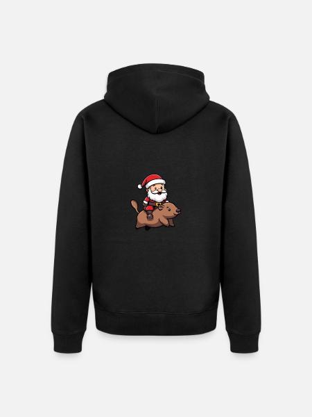Biber Weihnachtsmann - Unisex Premium Bio Zip Hoodie - Schwarz