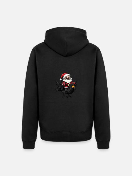 Rabe Krähe Weihnachtsmann - Unisex Premium Bio Zip Hoodie - Schwarz