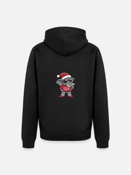 Elephant Christmas Comic Cool - Unisex Premium Organic Zip Hoodie - black