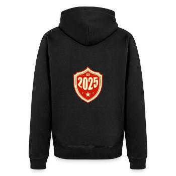 2025 jahr - Unisex Premium Bio Zip Hoodie - Schwarz - Hinten - Nico (187cm)