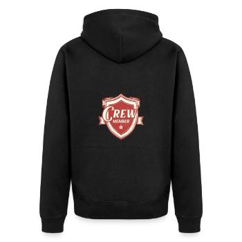 Crew Member - Unisex Premium Organic Zip Hoodie - black - Back - Nico (187cm)