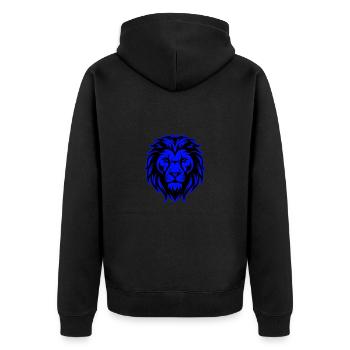 Löwe Tier Porträt - Unisex Premium Bio Zip Hoodie - Schwarz - Hinten - Nico (187cm)