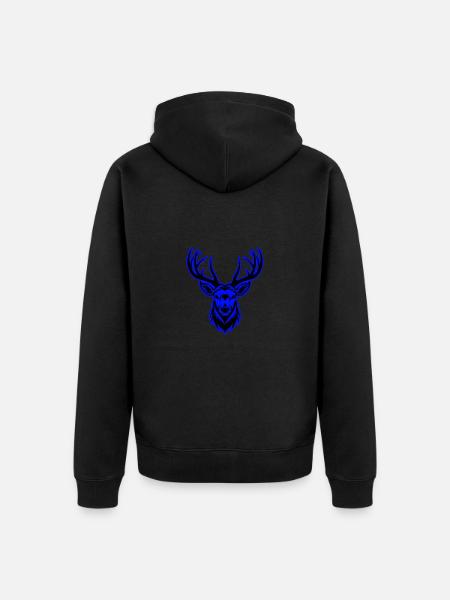 Deer Animal Portrait - Unisex Premium Organic Zip Hoodie - black