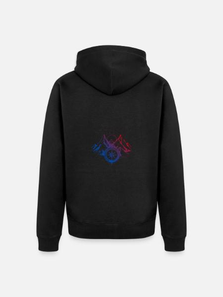 Berge Kompass - Unisex Premium Bio Zip Hoodie - Schwarz