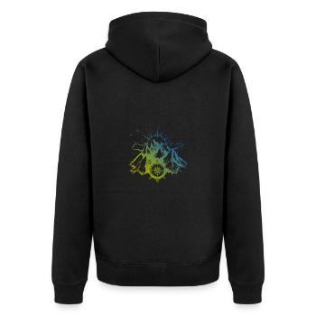 Berge Kompass Symbol - Unisex Premium Bio Zip Hoodie - Schwarz - Hinten - Nico (187cm)