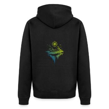 Berge Symbol Kompass - Unisex Premium Bio Zip Hoodie - Schwarz - Hinten - Nico (187cm)