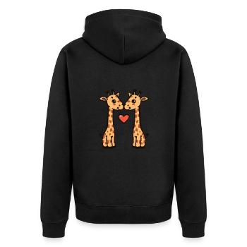 Girafe Couple Saint-Valentin - Veste à capuche bio Premium Unisexe - noir - Dos - Nico (187cm)