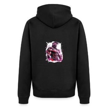 Spartan Muscles Gladiator Gym - Unisex Premium Organic Zip Hoodie - black - Back - Nico (187cm)