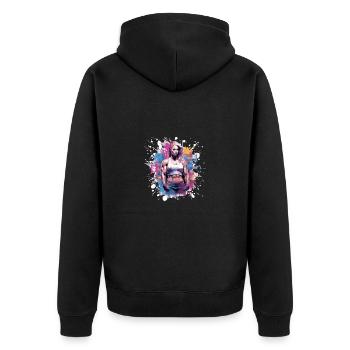 Fitness Frau Muskeln Bodybuilderin - Unisex Premium Bio Zip Hoodie - Schwarz - Hinten - Nico (187cm)