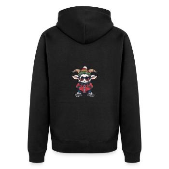Bergziege Ziege Cool Comic - Unisex Premium Bio Zip Hoodie - Schwarz - Hinten - Nico (187cm)