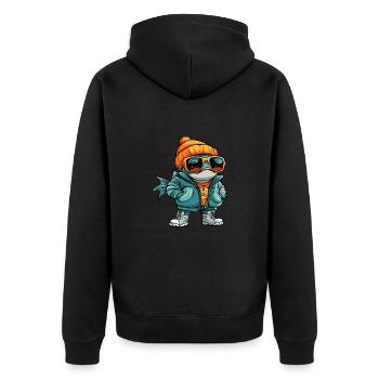 Piranha Fische Cool Comic - Unisex Premium Bio Zip Hoodie - Schwarz - Hinten - Nico (187cm)