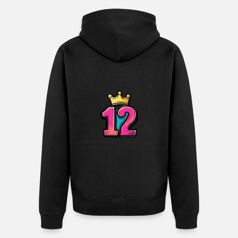 Couronne à 12 chiffres - Veste à capuche bio Premium Unisexe - noir