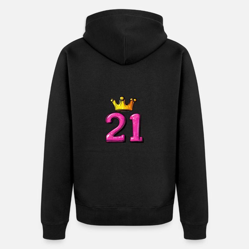21 Nombre Couronne - Veste à capuche bio Premium Unisexe - noir