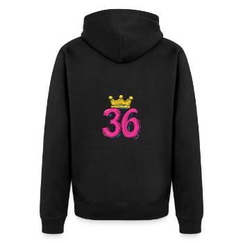 36 Number Crown - Unisex Premium Organic Zip Hoodie - black - Back - Nico (187cm)