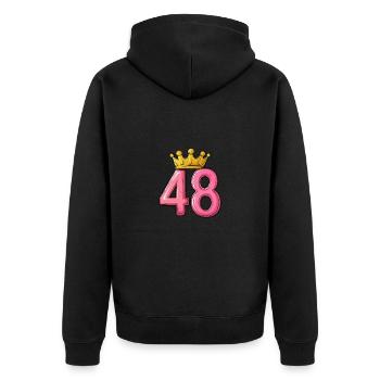 48 Number Crown - Unisex Premium Organic Zip Hoodie - black - Back - Nico (187cm)