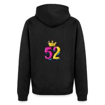 52 Number Krone - Unisex Premium Organic Zip Hoodie - black - Back - Nico (187cm)