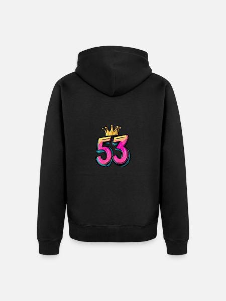 53 Number Crown - Unisex Premium Organic Zip Hoodie - black