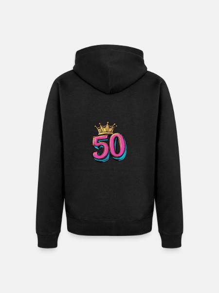 50 Number Crown - Unisex Premium Organic Zip Hoodie - black