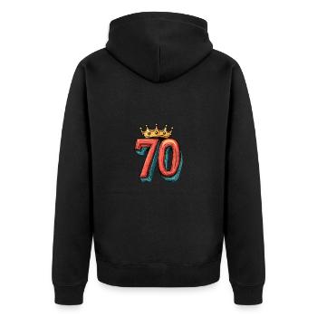 70 Number Crown - Unisex Premium Organic Zip Hoodie - black - Back - Nico (187cm)