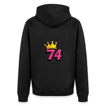 74 Number Krone - Unisex Premium Organic Zip Hoodie - black - Back - Nico (187cm)