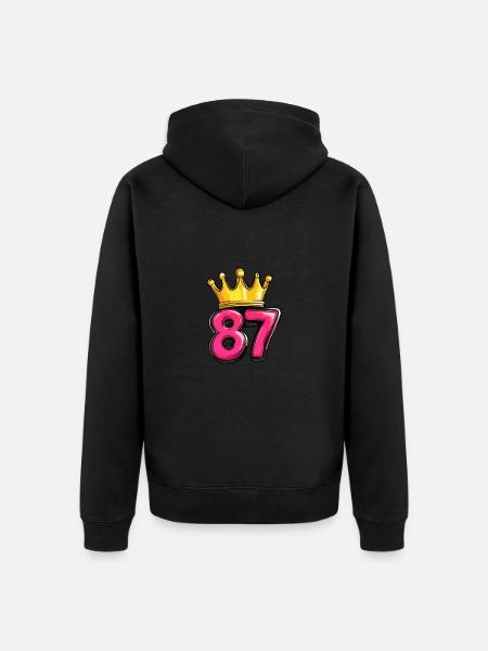 87 Zahl Krone - Unisex Premium Bio Zip Hoodie - Schwarz