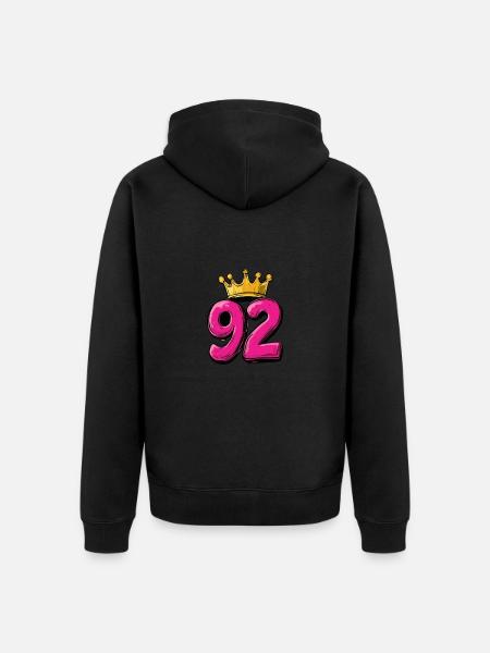 92 Number Krone - Unisex Premium Organic Zip Hoodie - black