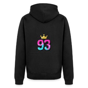 93 Number Krone - Unisex Premium Organic Zip Hoodie - black - Back - Nico (187cm)