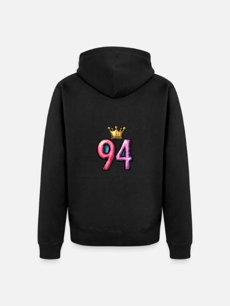 94 Number Crown - Unisex Premium Organic Zip Hoodie - black