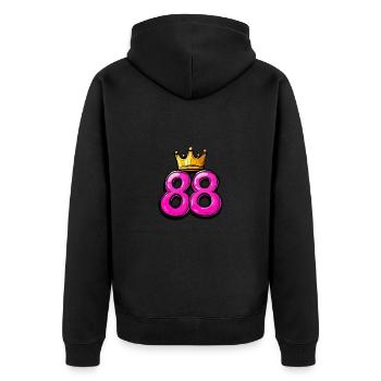 88 Number Crown - Unisex Premium Organic Zip Hoodie - black - Back - Nico (187cm)