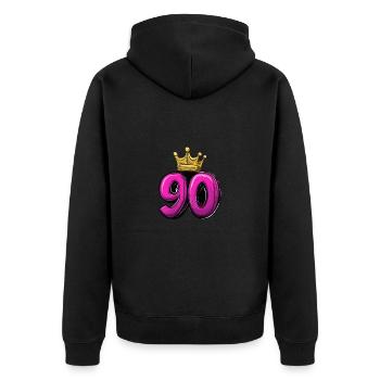 90 Number Crown - Unisex Premium Organic Zip Hoodie - black - Back - Nico (187cm)