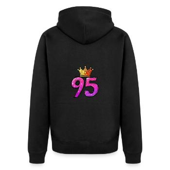 95 Number Crown - Unisex Premium Organic Zip Hoodie - black - Back - Nico (187cm)