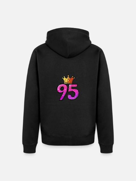 95 Number Crown - Unisex Premium Organic Zip Hoodie - black