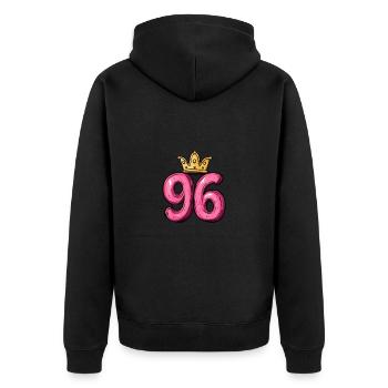 96 Number Krone - Unisex Premium Organic Zip Hoodie - black - Back - Nico (187cm)