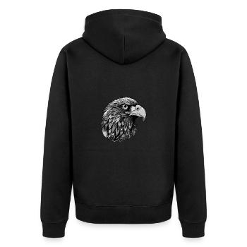 Adler Kopf - Unisex Premium Bio Zip Hoodie - Schwarz - Hinten - Nico (187cm)