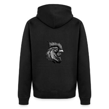 Rooster Portrait - Unisex Premium Organic Zip Hoodie - black - Back - Nico (187cm)