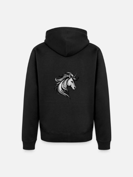 Unicorn Head - Unisex Premium Organic Zip Hoodie - black